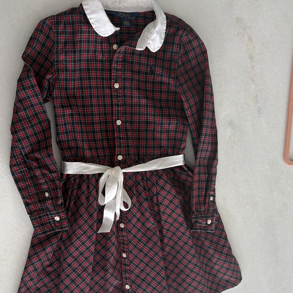 Ralph Lauren Red and Black Plaid Dress with White Accents Sz 6 - Picture 2 of 12